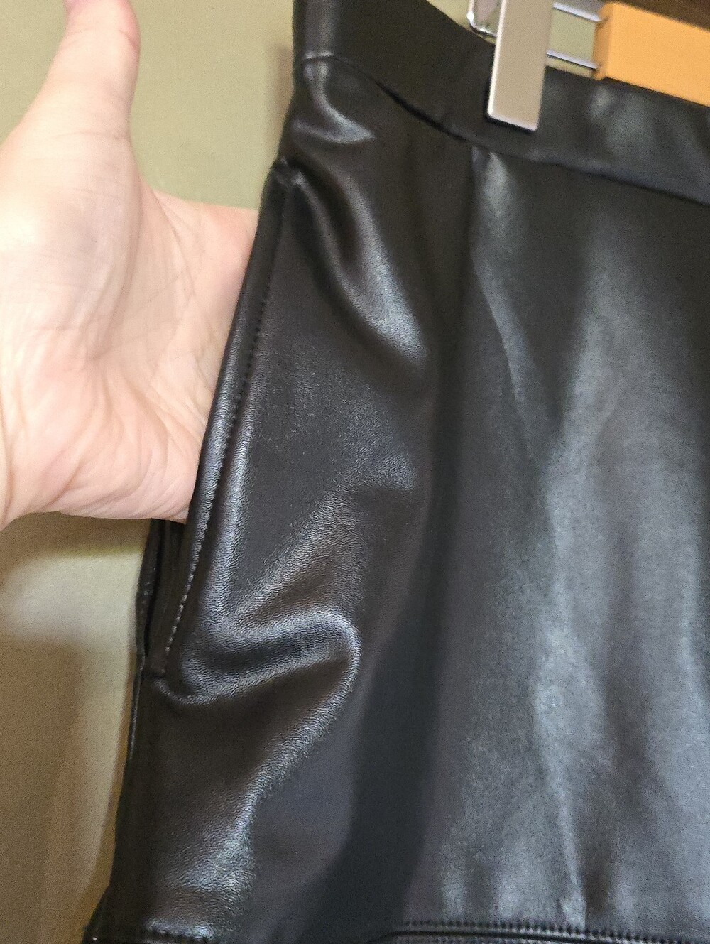 Mexx | Black Faux Leather A-Line Skirt, Size L - Picture 5 of 9